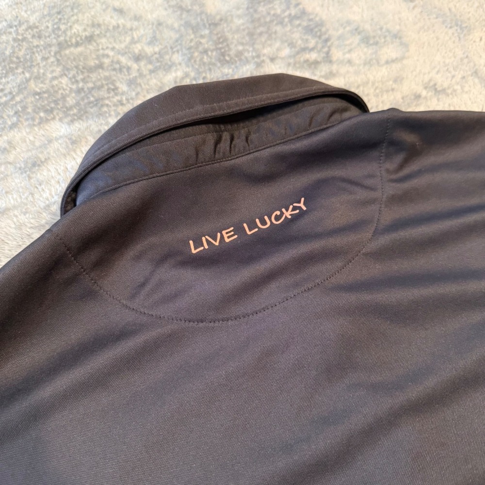Black Clover Mens Black Golf Polo Shirt BC‎ Logo Live Lucky Performance L - Picture 4 of 6